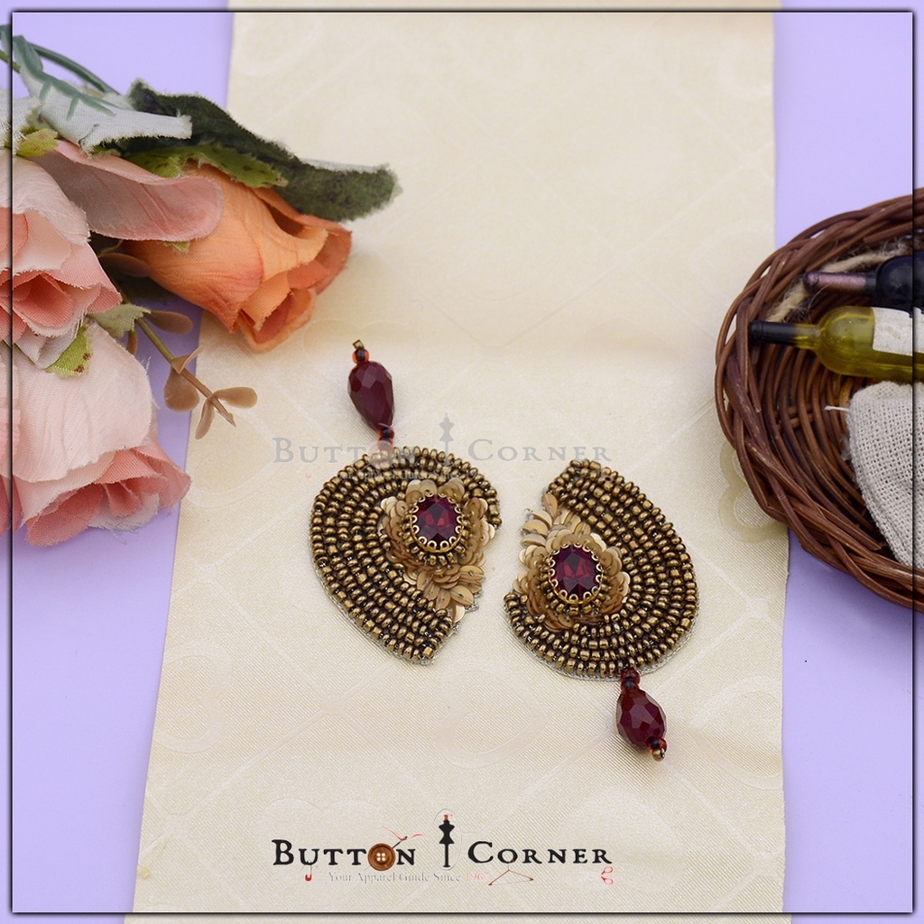 Hand Made Glass Beads Flower Leave Motif