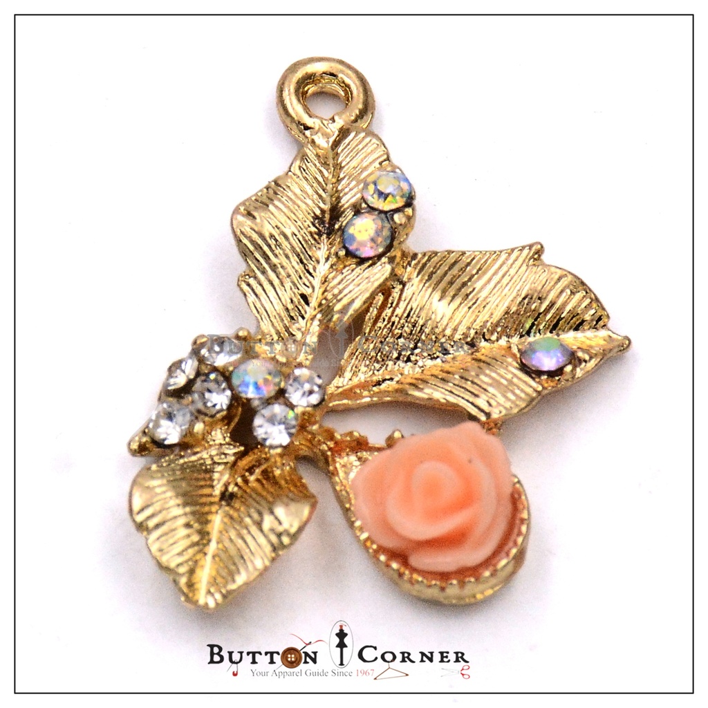 Rose Flower With Leaves Pendant