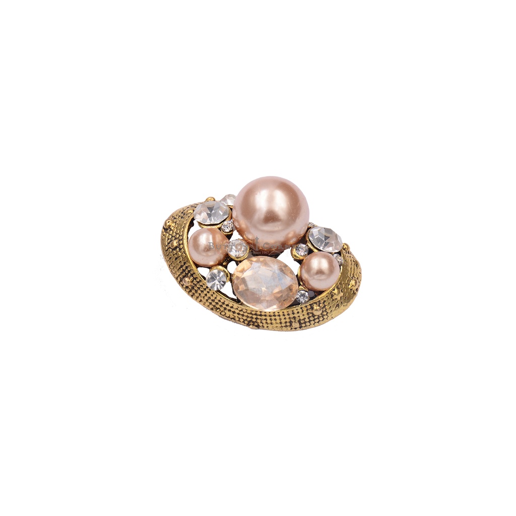 Oval Shape Pearl & Stone Fancy Button