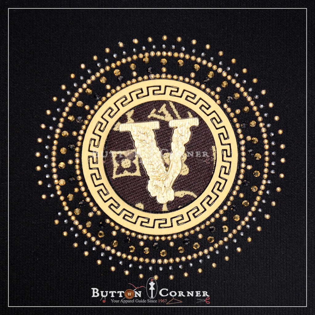 LV logo Round Shape Hotfix Motif
