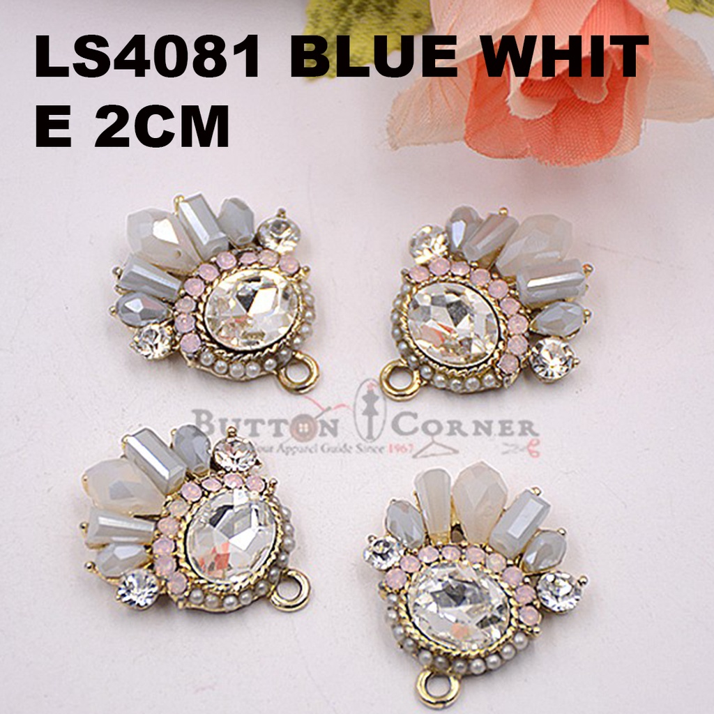 Fancy Button With Crystal & Stone