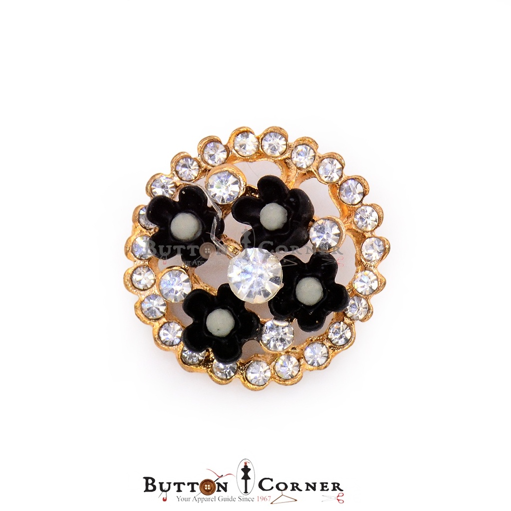 Rhinestone Flower Cluster Designer Button