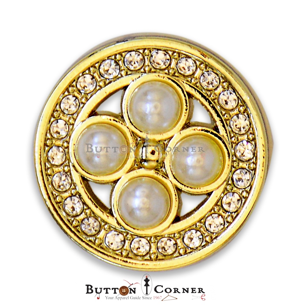 Round Shape Pearl & Stone Fancy Button