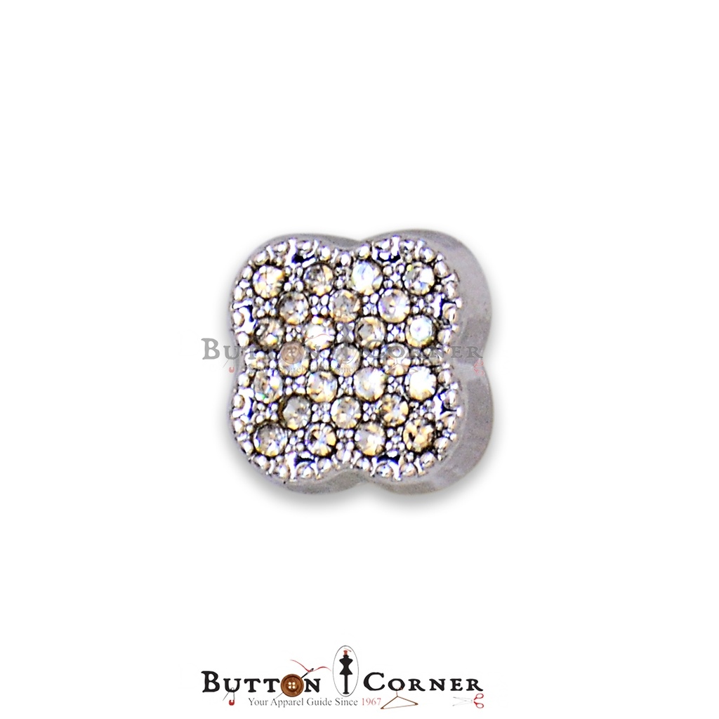 Fancy Stones Button With Metal Base