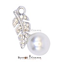Elegant Crystal Leaf Pearl Hanging Button