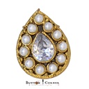 Elegant Teardrop Crystal Button with Pearl Halo Border