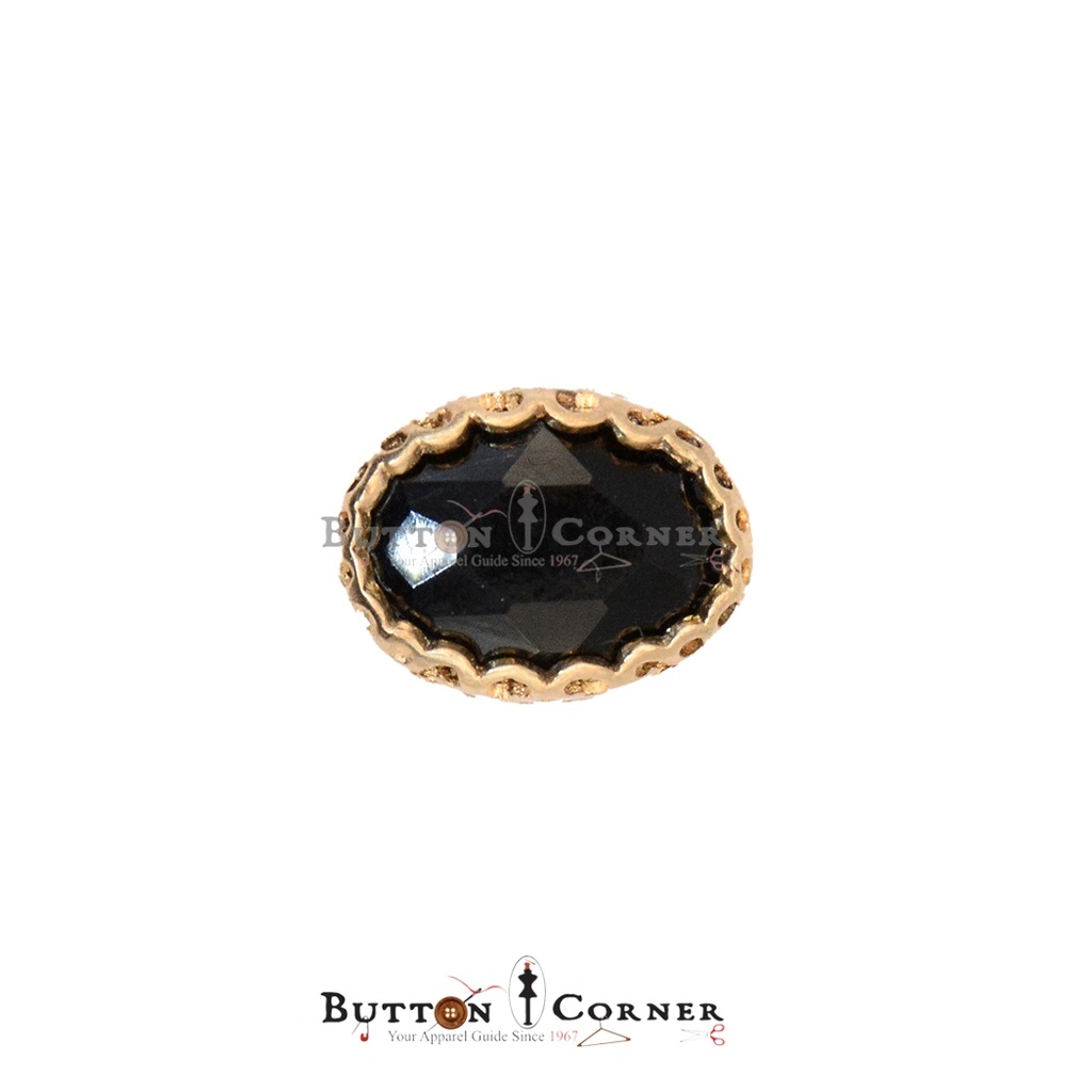 Oval Shape Crystal Metal Button