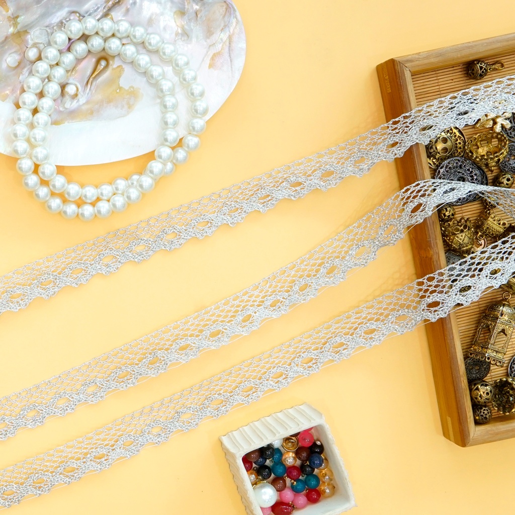 Fancy Metallic Yarn Crochet Lace