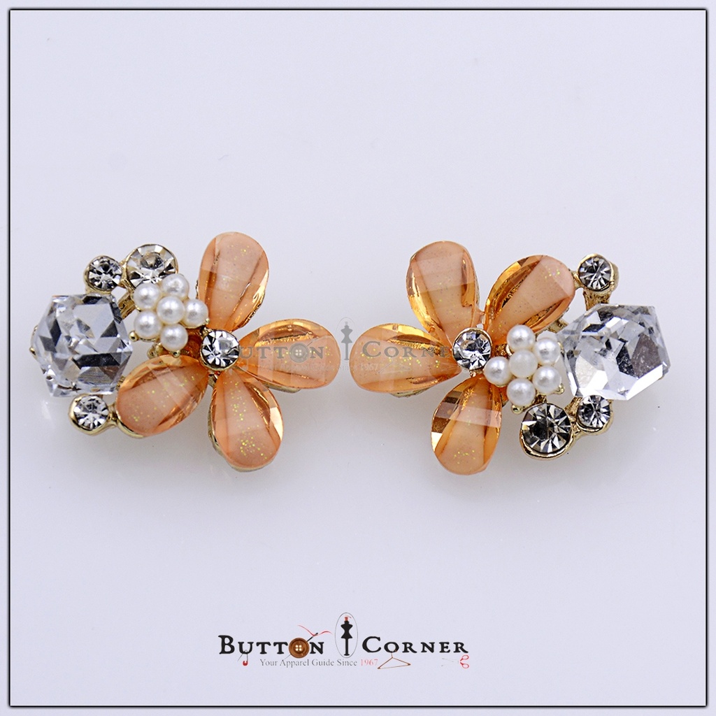 Fancy Button With Pearl & Stones
