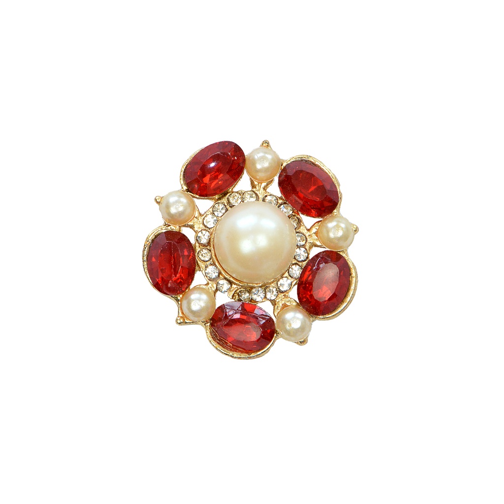 Round Crystal & Pearl Fancy Button