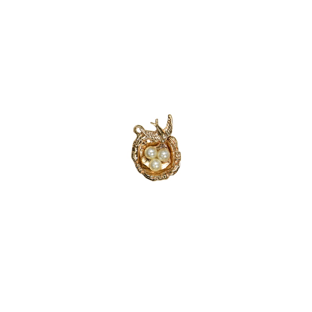 Sparrow In Nest With Pearl Pendant