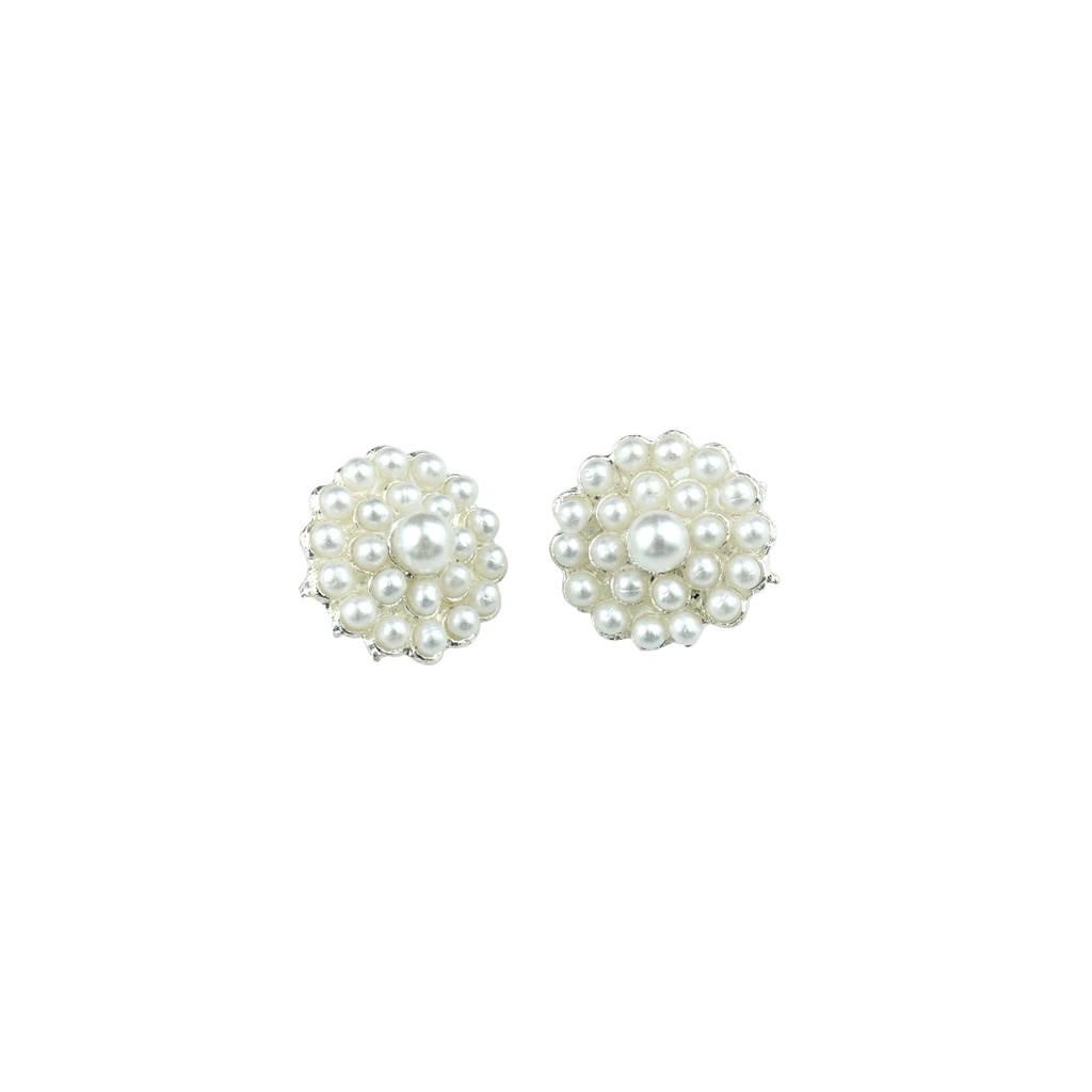 Silver Base Pearl Rhinestone Button