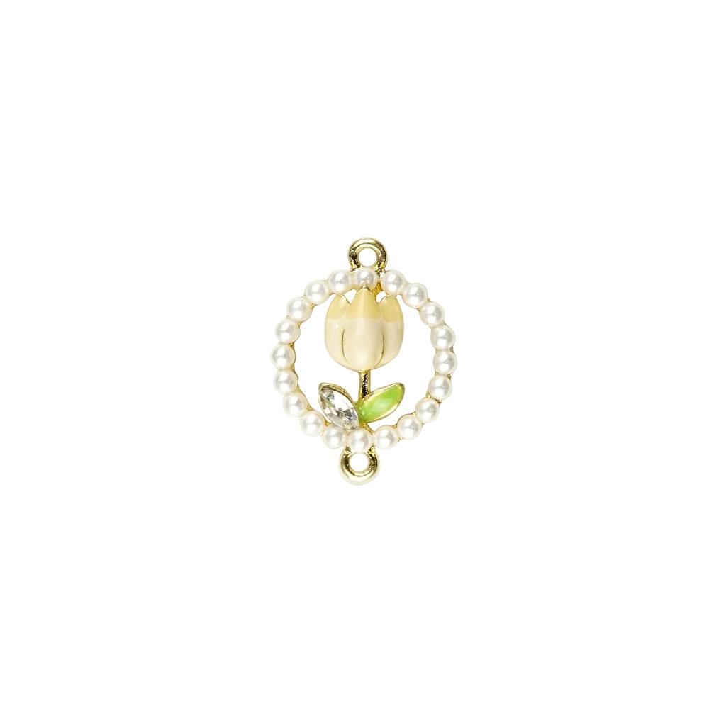 Double Hook Circle Pearl Tulip Flower Fancy Button