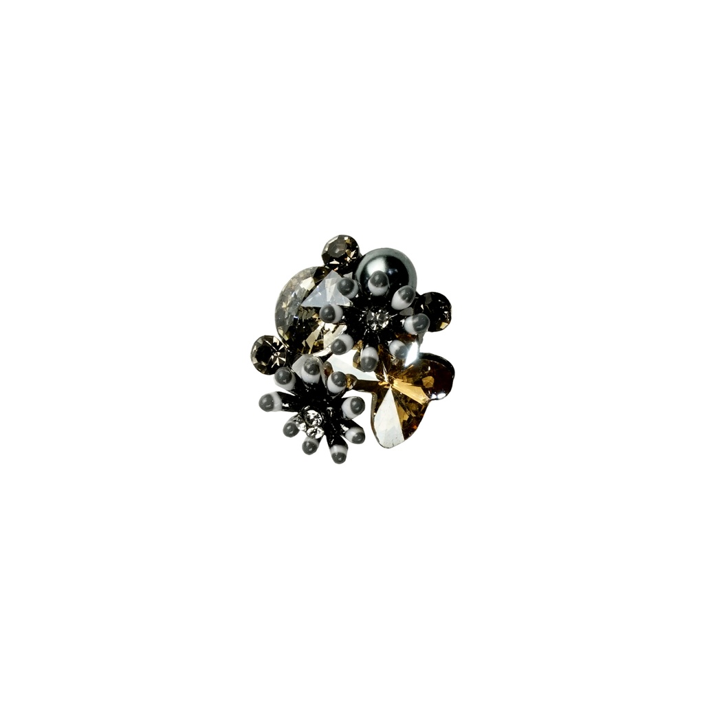 Crystal Butterfly Pearl Flower Button