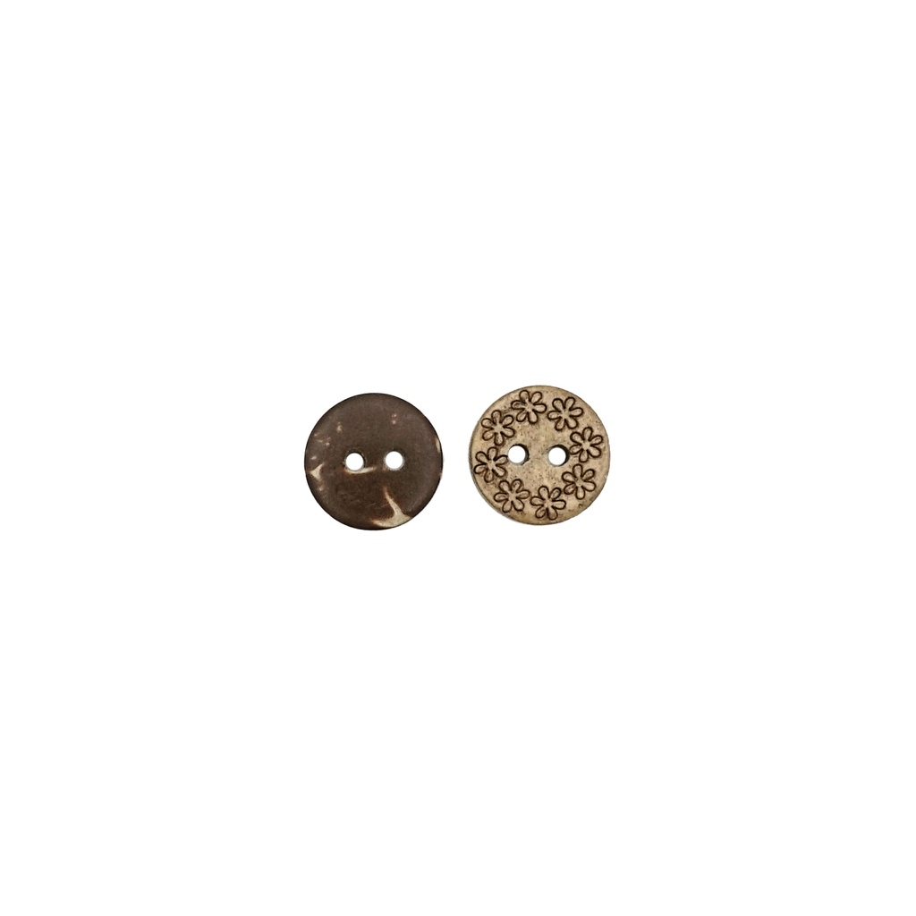 Flowers Border 2 Hole Coconut Button