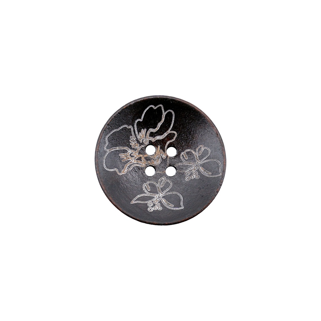 Hibiscus Design 4 Hole Wood Button