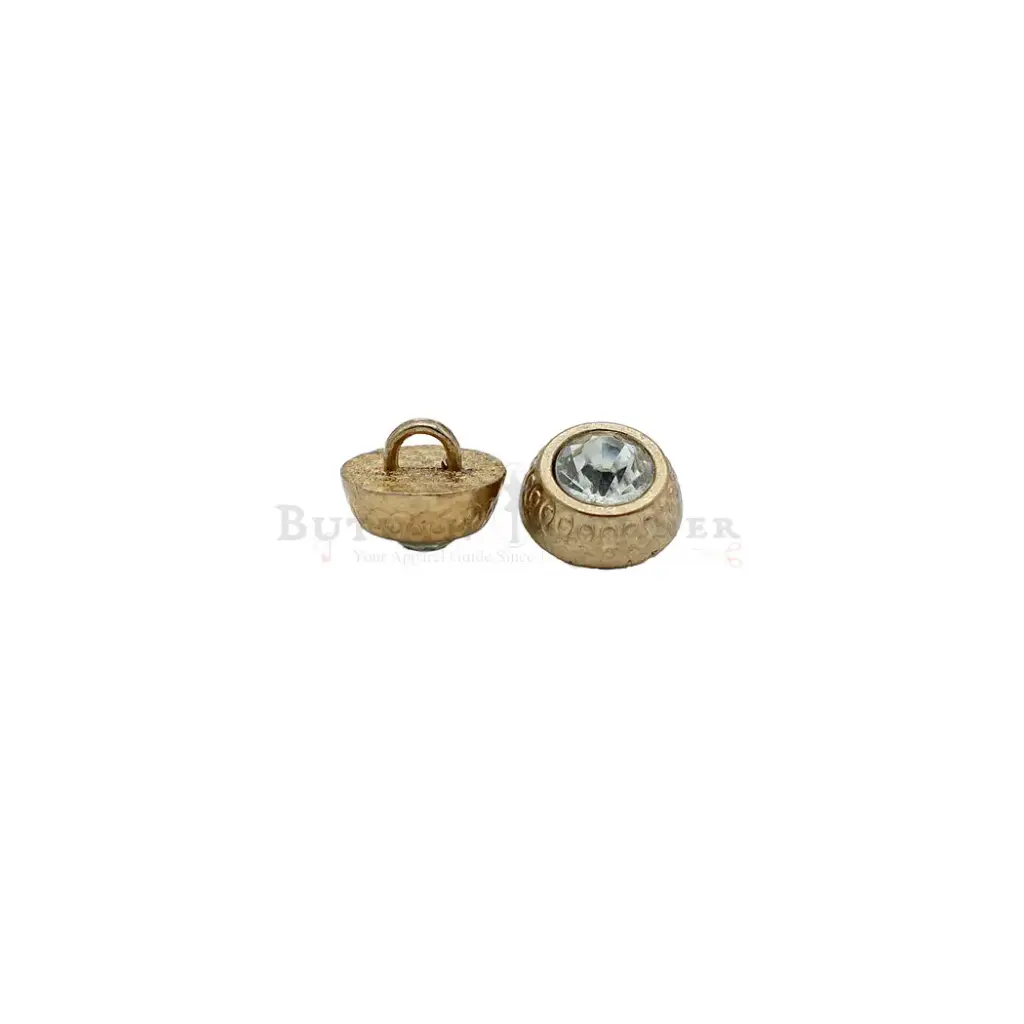 Crystal On Gold Setting Shirt Button