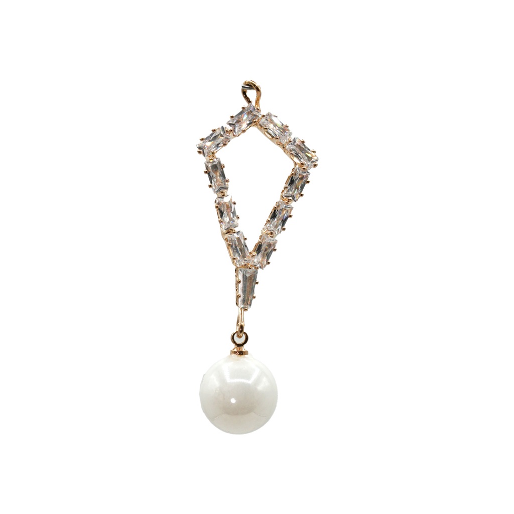Jhumki Style Hanging Pearl Crystal Button
