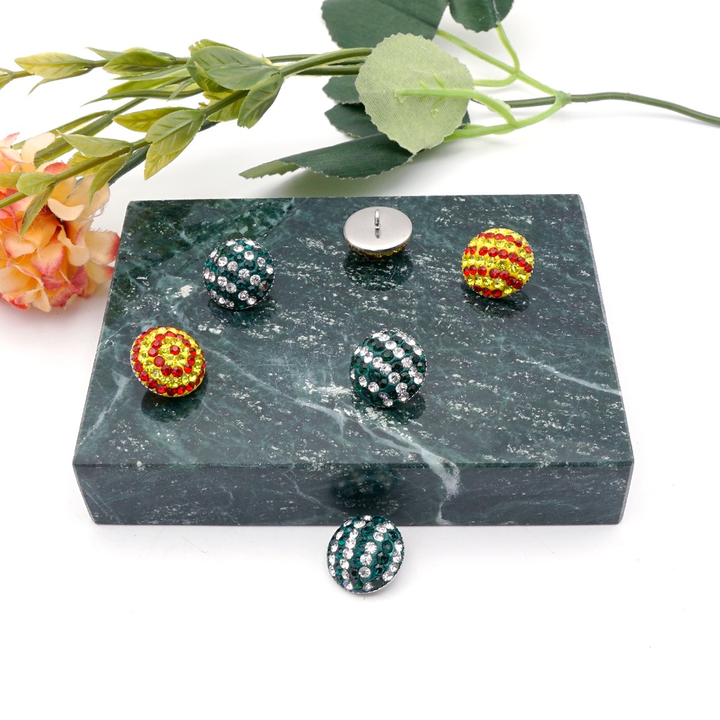 Flat Silver Base Crystal Shank Button