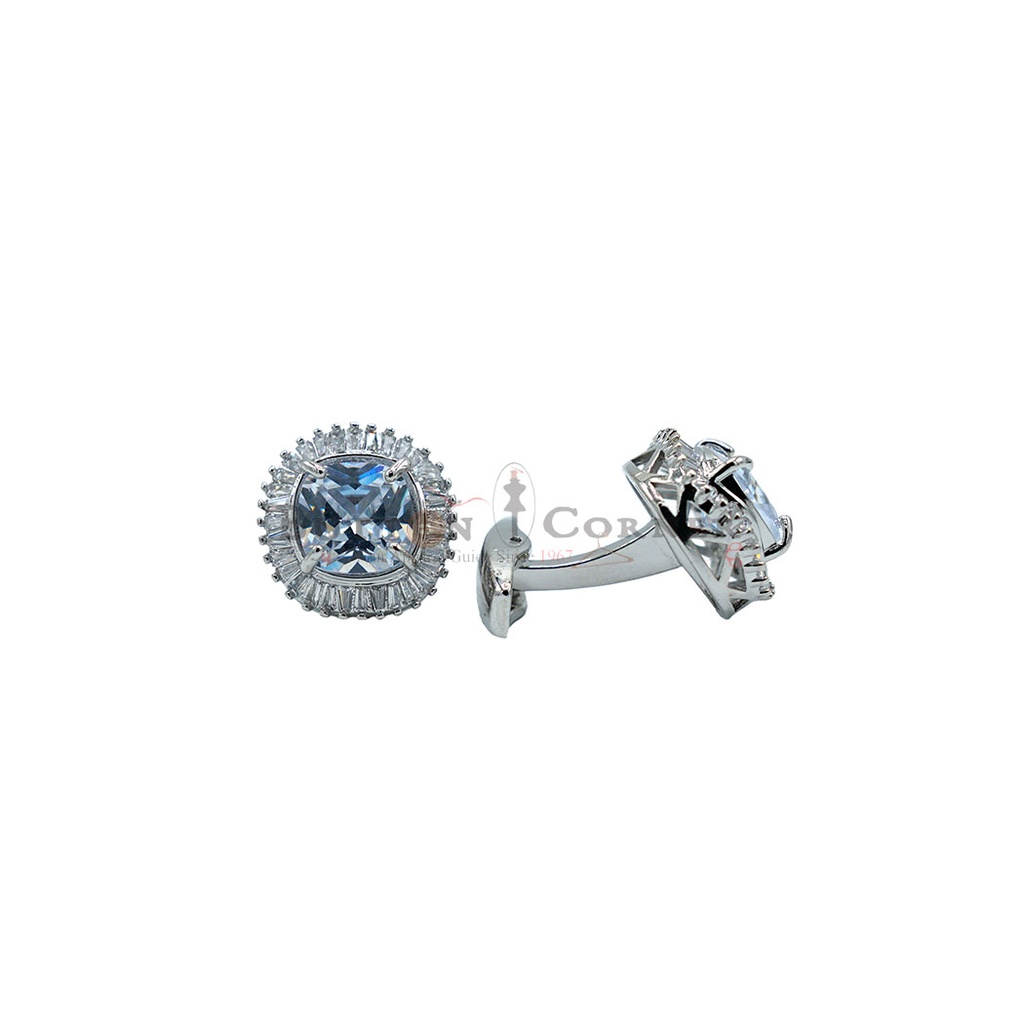 Silver Plated Zircon Stone Cufflink