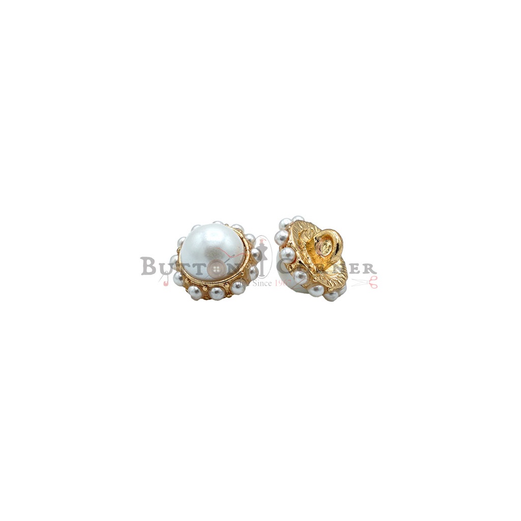 Gold Plated Pearl Rim Metal Pearl Button