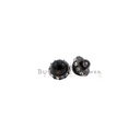 Gun Black Plated Crystal Rim Metal Pearl Button