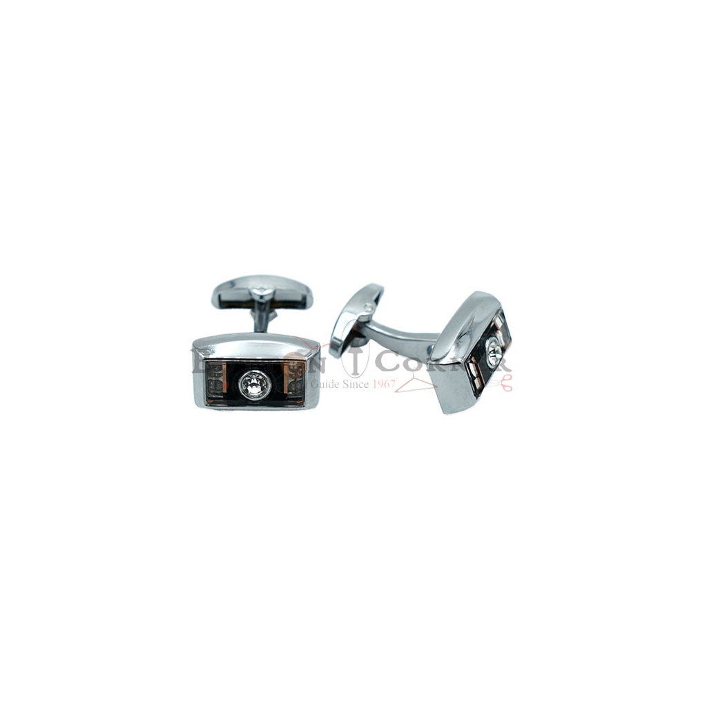 Silver Plated Gemstone Rectangular Cufflink
