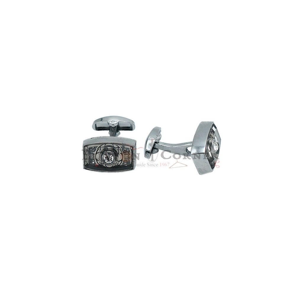 Silver Plated Gemstone Rectangular Cufflink