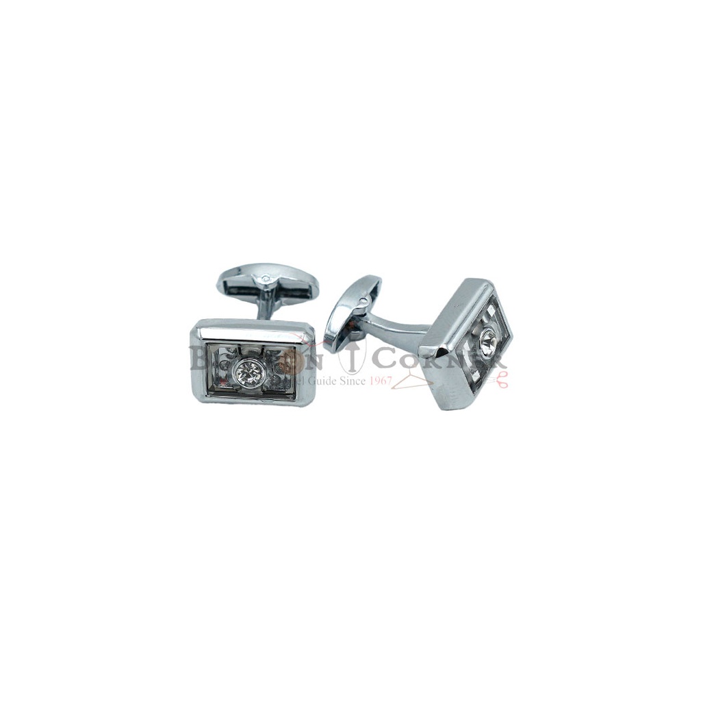 Silver Plated Gemstone Rectangular Cufflink