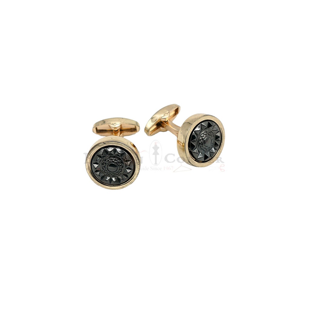 Gold Plated Flower Design Round Cufflink