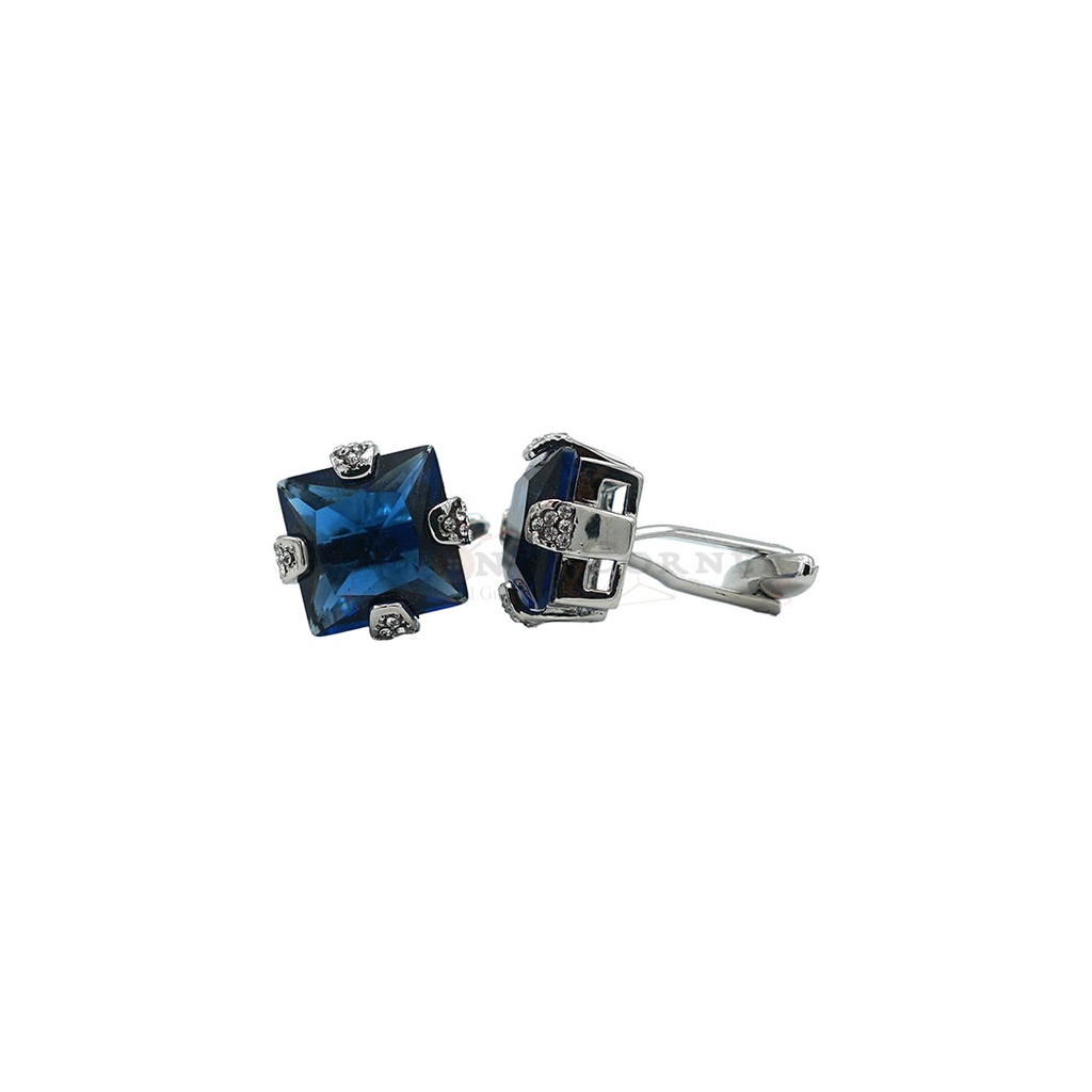Silver Plated Crystal Zircon Square Cufflink