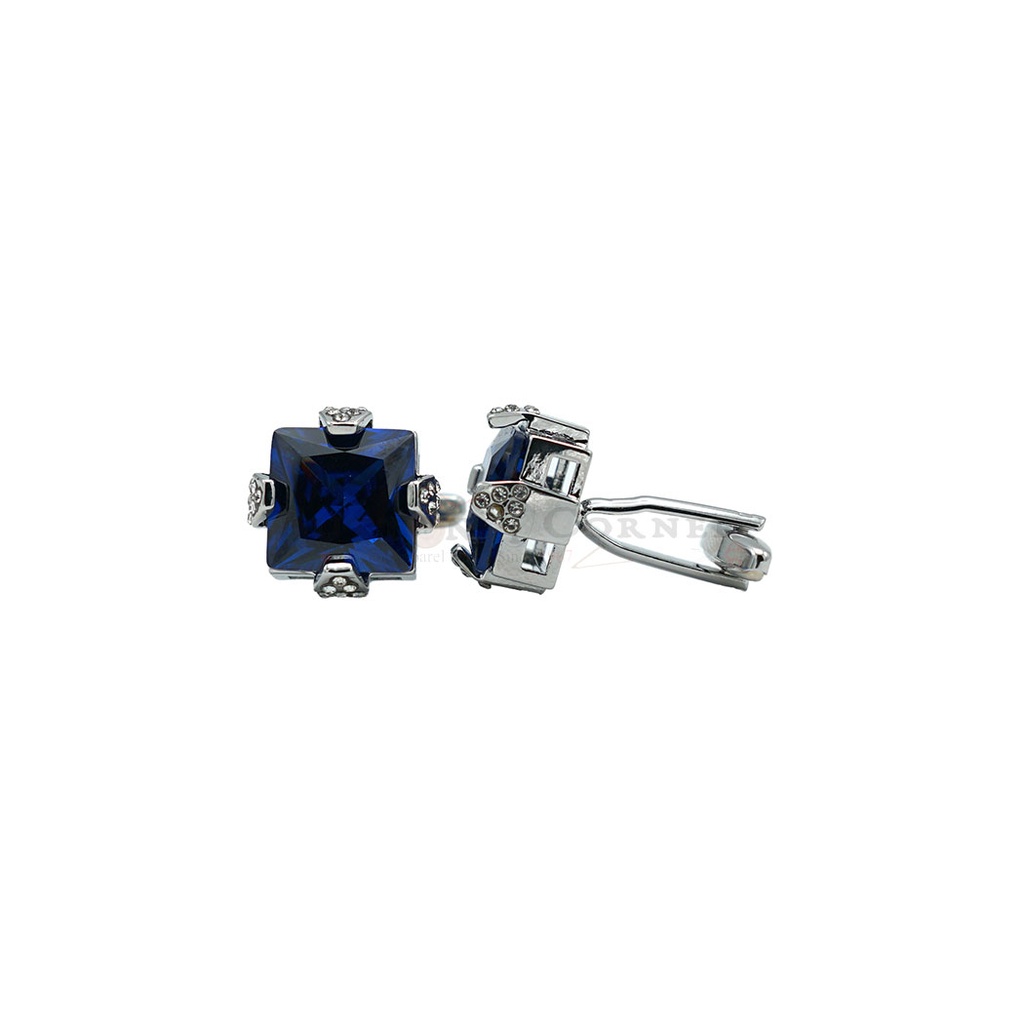 Silver Plated Crystal Zircon Square Cufflink