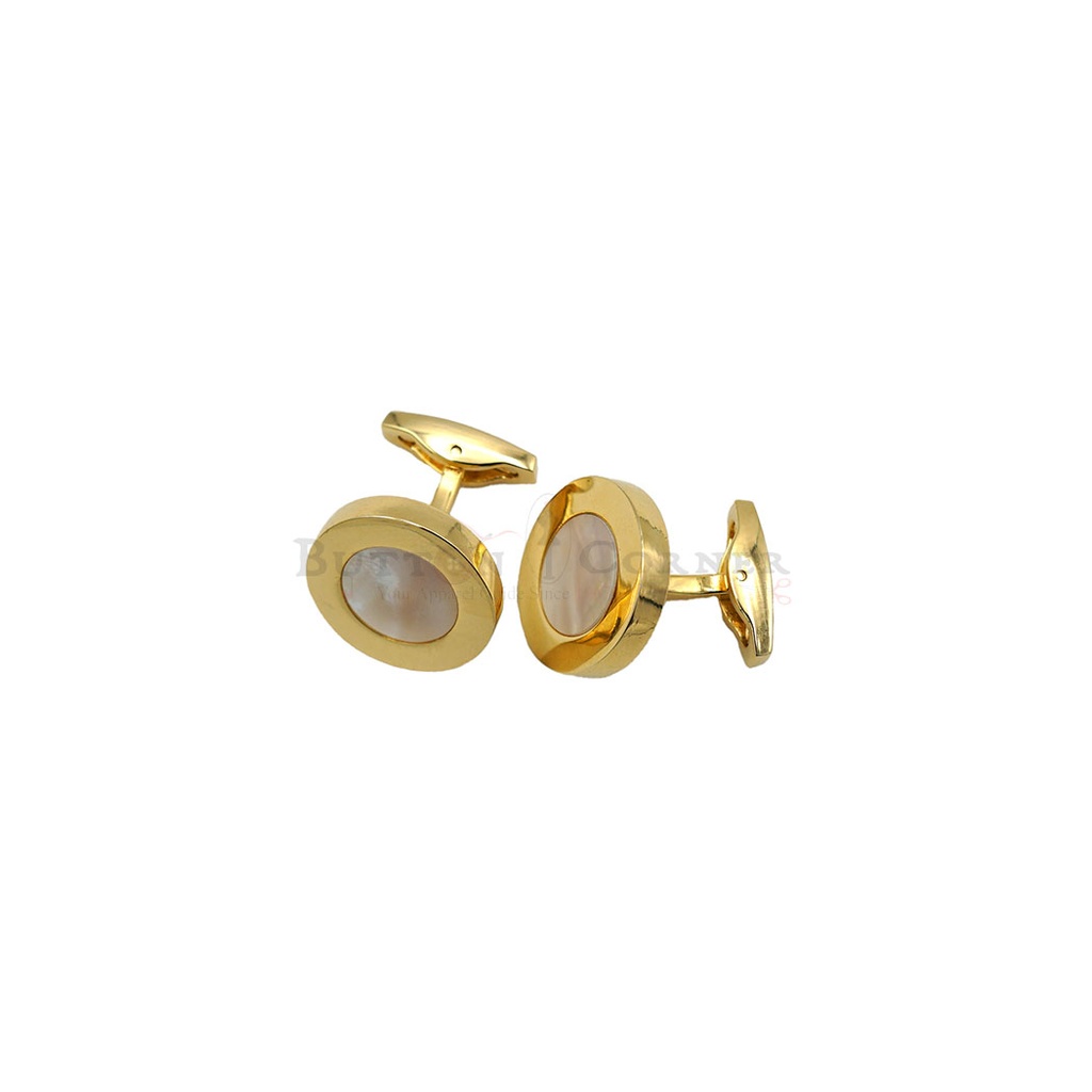 Mother Of Pearl Inlay Round Cufflink
