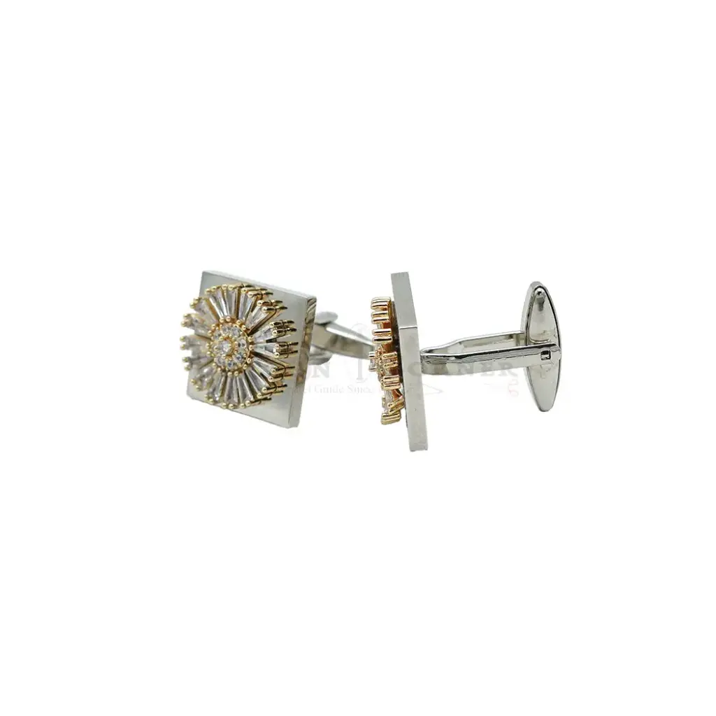 Sunburst Design Bagutte Cut Stone Cufflink