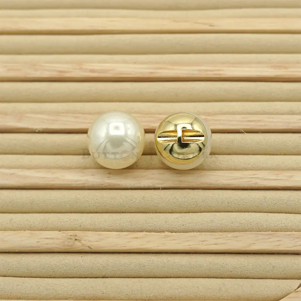 Semi Circular Pearl Button In Gold Tunnel