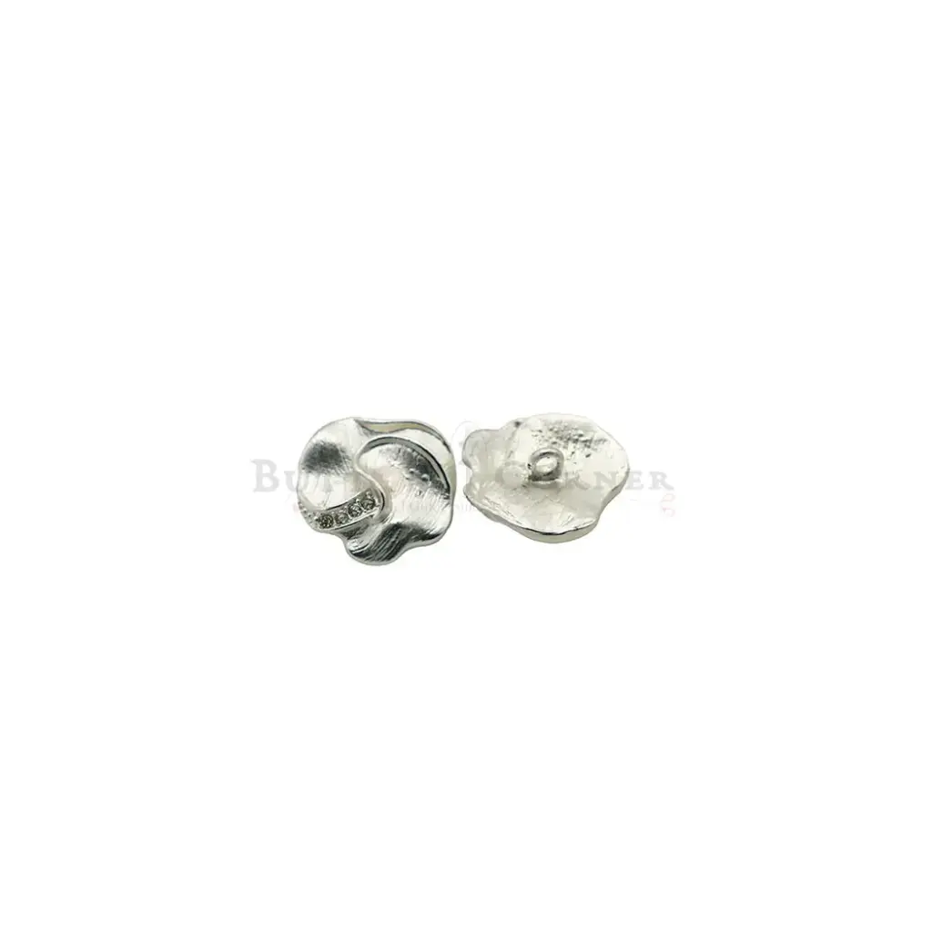Rhinestone Accents Foral Metal Button