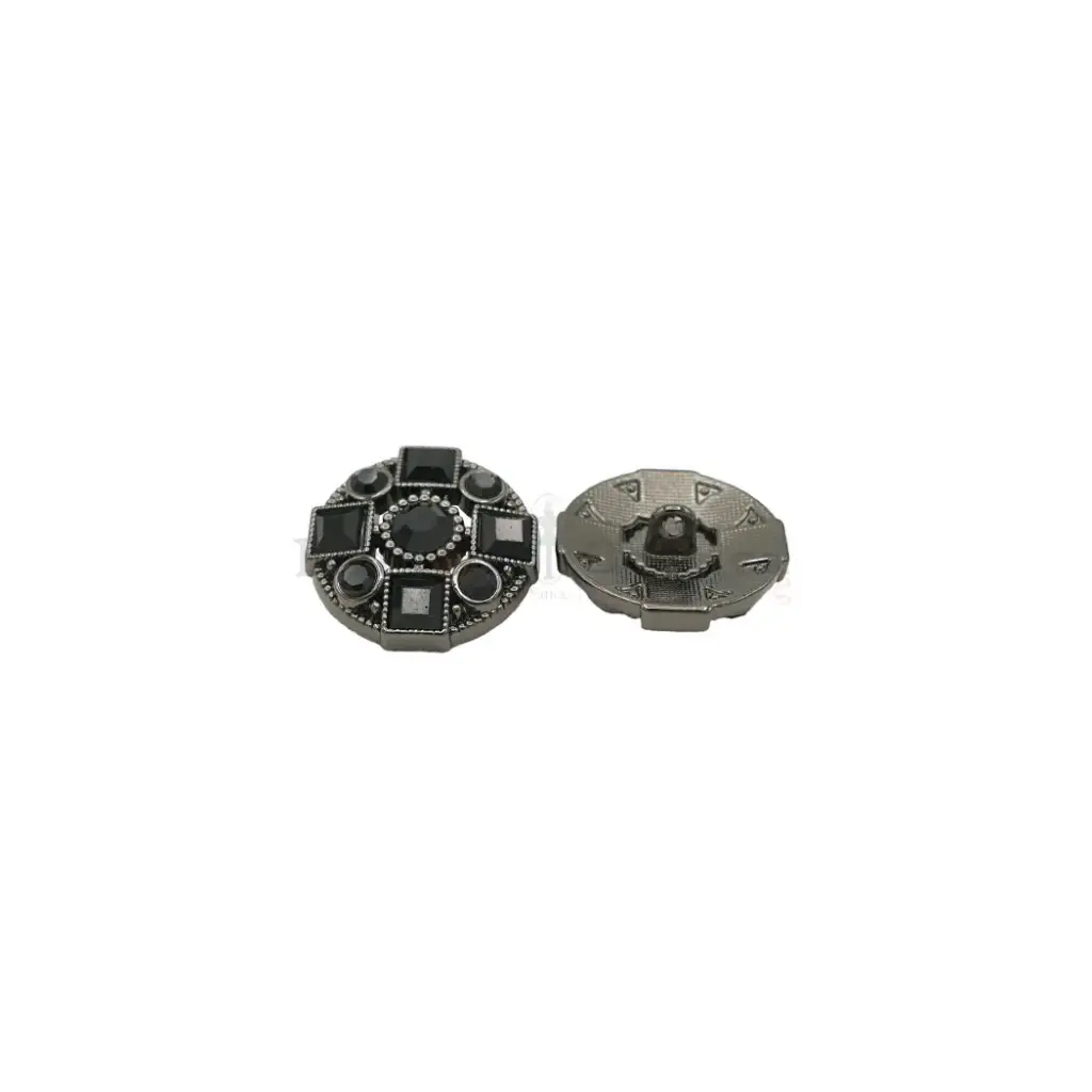 Gun Black Plated Round Cut Diamonds Shank Button