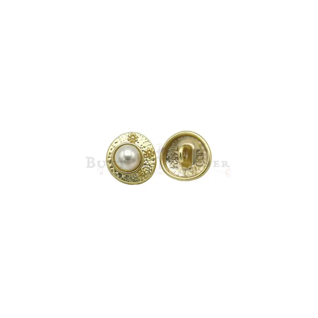 Decorative Rim Round Shape Metal Pearl Button