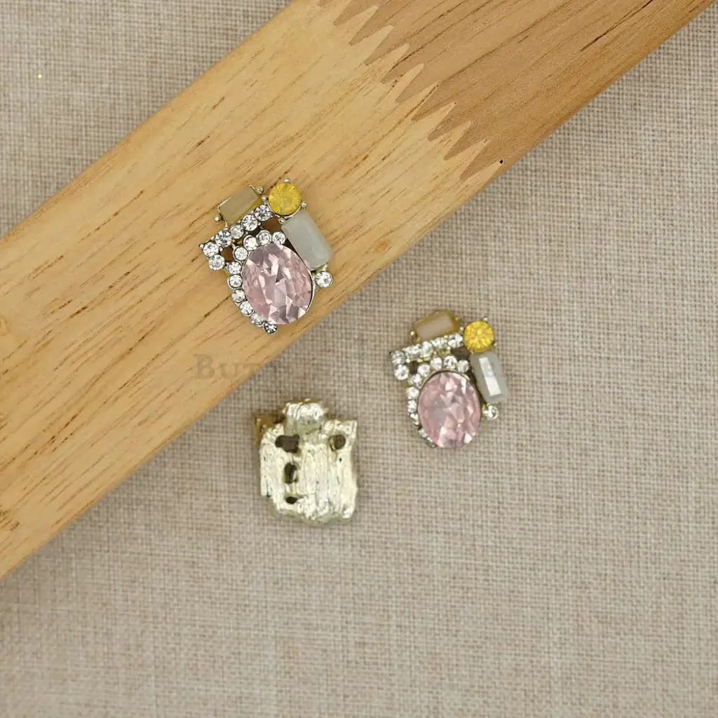 Light Gold Plated Crystal Rhinestone Button