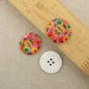 Daisy Flower Print 4 Hole Wooden Button