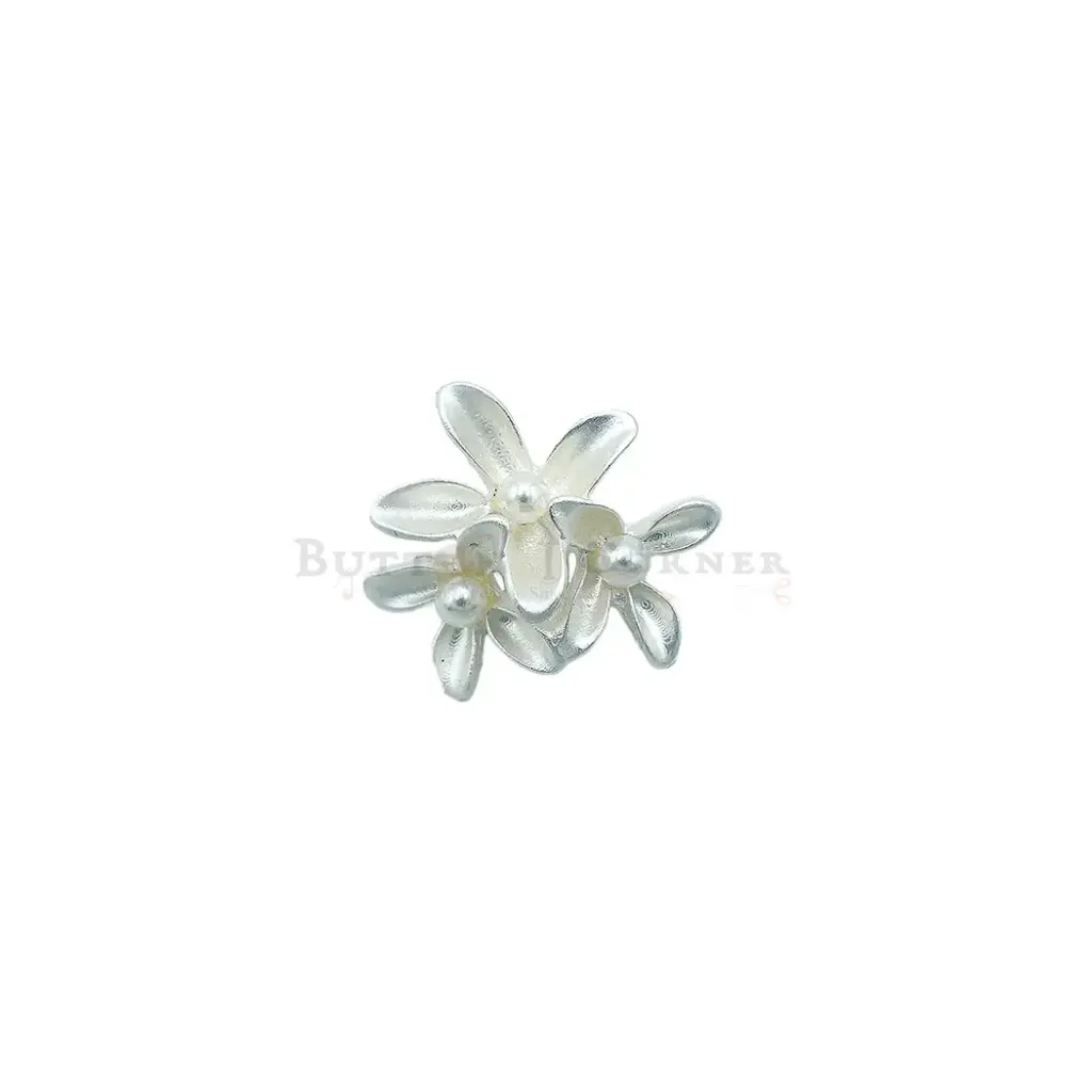 Smooth Surface 3-Flower Floral Design Button