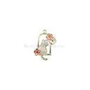 Gold Plated Floral Wreath Cat Pendant