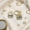 Pearl Miniature Black & White Checkered Handbag Pendant