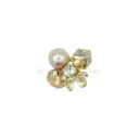 Light Gold Plated Rhinestone & Pearl Floral Cluster Pendant 