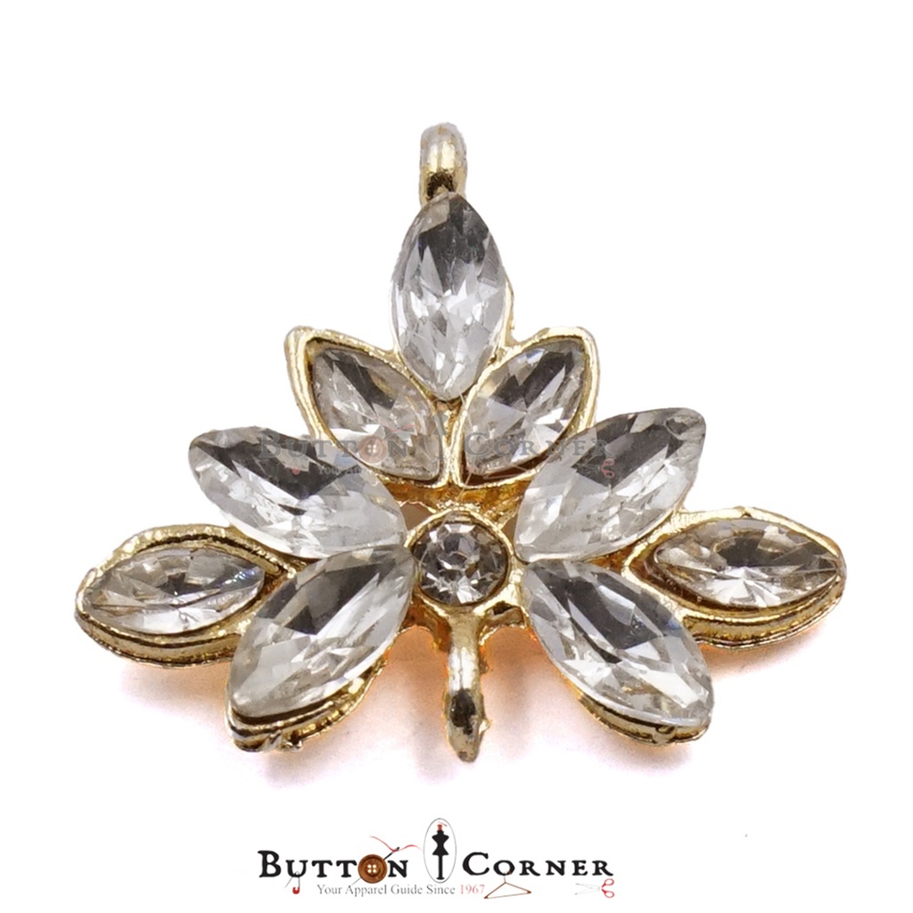 Marquise Crystal Leaf Hanging Buttons with Top & Bottom Loop