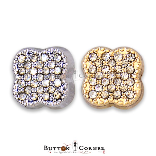 Fancy Stones Button With Metal Base