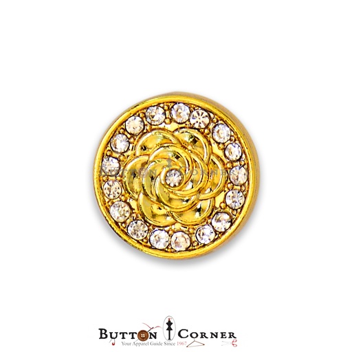 [73079 WHITE GOLD] Round Shape Stones Fancy Button