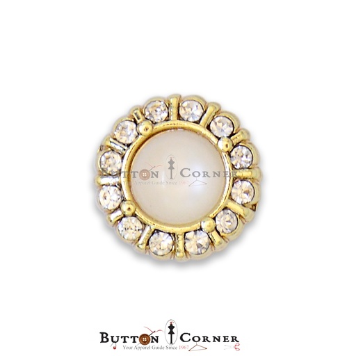 [73063 WHITE GOLD] Stones Border Center Pearl Fancy Button