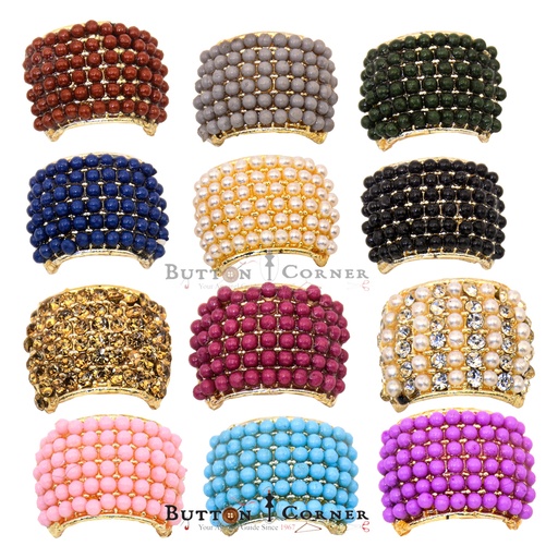 Curve Shape Fancy Pearls Button