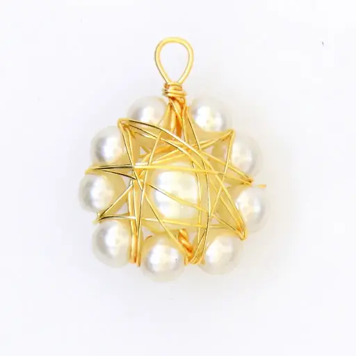 [FA684 PEARLY WHITE] Pearl Copper Wire Wrapped Hanging